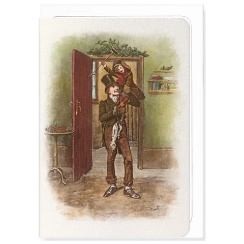 Tiny Tim & Bob Cratchit scene from A Christmas Carol Greetings Card