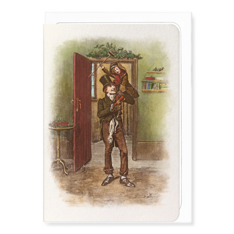 Tiny Tim & Bob Cratchit scene from A Christmas Carol Greetings Card